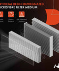 Engine Air Filter Direct Fit For Toyota And Lexus Vehicles Including Camry 2002 To 2006 Camry Hybrid 2007 To 2011 Highlander 2001 To 2013 Sienna 2004 To 2010 Solara 2004 To 2008 ES300 2002 To 2003 ES330 2004 To 2006 RX350 shown with artificial resin microfibre filter, corrosion, moisture, and high temperature resistance.