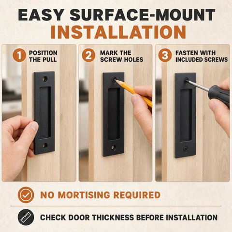 Deadly Smooth 6 Inch Sliding Barn Door Handle Tough Grip Design Matte Black Flush Pocket Door Pull installation guide