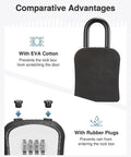 Comparative advantages of 4-Digit Resettable Key Lock Box, Wall Mounted Key Safe for Home, Apartment, or Office with EVA Cotton and rubber plugs.