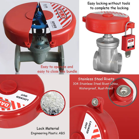 Valve Lockout Device for Water Spigots and Hose Bibs, Red Plastic Shield with Padlock, Easy Installation, Protects Against Water Theft