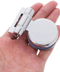Premium Glass Door Hinge With 180 Degree Fixed Clamp For Frameless Showers And Kitchen Cabinets in hand.