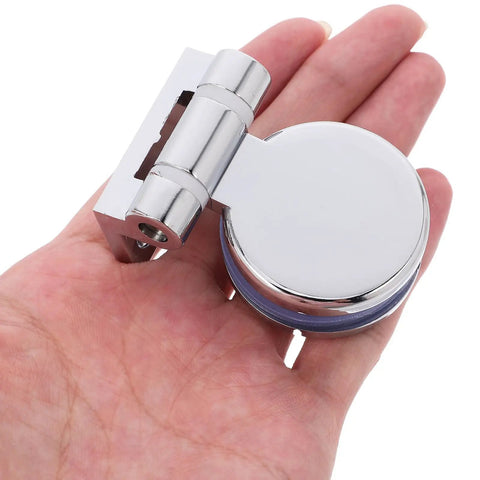 Premium Glass Door Hinge With 180 Degree Fixed Clamp For Frameless Showers And Kitchen Cabinets in hand.