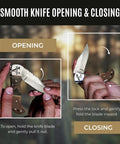 Demonstration of opening and closing a Personalized Sheep Bone Pocket Knife With Engraving For Him Dad Husband Boyfriend And Groomsmen Gifts For Anniversary Birthday Camping Hiking Everyday Carry