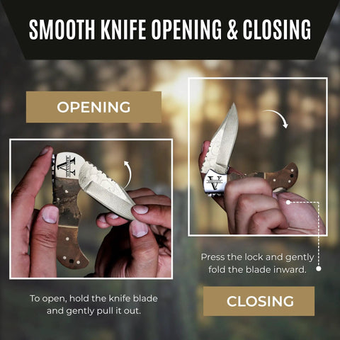 Demonstration of opening and closing a Personalized Sheep Bone Pocket Knife With Engraving For Him Dad Husband Boyfriend And Groomsmen Gifts For Anniversary Birthday Camping Hiking Everyday Carry