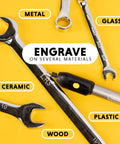 Cordless Engraving Pen For Metal With Diamond Tip Etching Tool Dope For Toys, Sporting Goods, Glass Gifts And More Fast, Easy Personalization For DIYers And Pros with metal, ceramic, plastic, wood, glass materials.