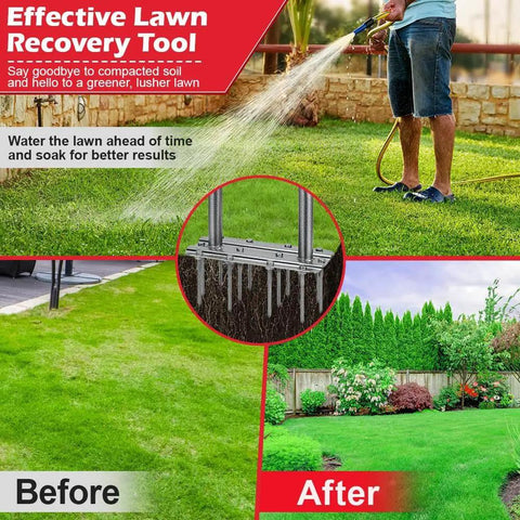 43.3 Inch Preassembled Lawn Aerator With 12 Durable 3.5 Inch Iron Spikes Heavy Duty Manual Spike Aerator for lawn care results