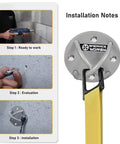 Installation steps for Built Like A Tank Wall And Ceiling Mount Bracket for Suspension Straps, showing drill and mounting process.