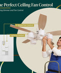 Combo Dimmer Switch With 3 Speed Fan Control And Light, Single Pole Wall Switch for dimmable LED CFL lighting shown with ceiling fan