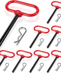 8 Pack Three Eighths By Four Inch Locking Trailer Hitch Pins With Clips And Handles, Heavy Duty Clevis Pins for Mowers, Trailers