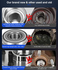 Comparison of new high-quality wheel hub bearing with used, showing materials and conditions side by side
