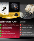 Comparison of BDHFYK fuel pump vs. other brands highlighting efficiency and material quality.