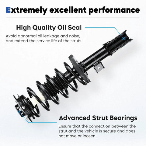 Chevy Front And Rear Struts Assembly With Coil Springs Kit For Equinox 3.0L 07-17, showcasing high quality oil seal and bearings.