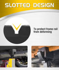 Universal Rubber Jack Pads With Slotted Design Pinch Weld Protector; shows installation on jack stands and chassis protection