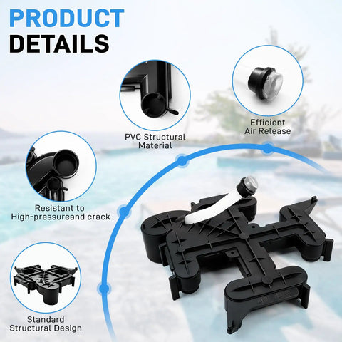 Heavy Duty Top Manifold With Air Bleed Assembly For Pentair Fns Plus DE Pool And Spa Filter Replacement black PVC design with air release.