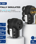 1 Pack NEMA 6-50R 50A 250V Female Welder Receptacle, Heavy Duty Rewirable 3 Prong Socket With Grounding, black.