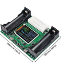 Digital 18650 Battery Capacity Tester Module With 1.77 Inch LCD Display For Li Ion Cells, Measures Capacity Internal Resistance Voltage Current And Power, Type C Power Input, Ideal Battery Health Detector. 108x85mm module with dual battery holders