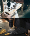 47 Piece Woodworking Tools And Accessories Set With Countersink Drill Bits Wood Plug Cutters Step Drill Bits in use