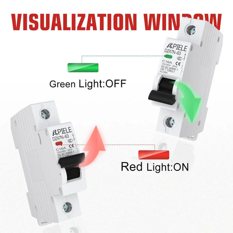 Visualization window showing Heavy Duty 10 Amp Single Pole AC Miniature Circuit Breaker 120 240V with green and red lights.