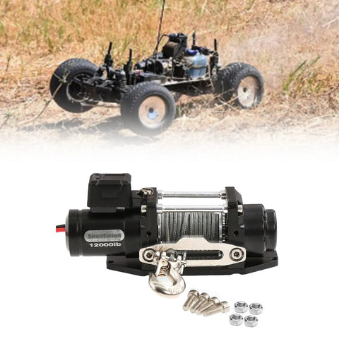 Heavy Duty Electric Winch With Remote Control For 1/8 And 1/10 Scale Crawlers Car features all metal construction and remote system.