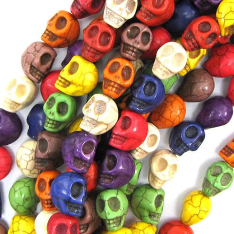 Pack Of 50 Mixed Color Turquoise Skull Head Spacer Beads For DIY Jewelry Making And Crafting, Loose Charm Beads, Assorted Colors