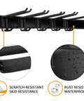 Beefy Heavy Duty Garage Storage System With Wall Mount Overhead Shelving 48 Inch By 7 Inch Steel Shelves And 6 Pack 12 Inch Double Hooks Supports Up To 1200 Lbs Total detailed view of hooks and surface finish