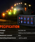 SUV with 8 Gang Bluetooth RGB Switch Panel With Toggle Momentary Flash Strobe And Memory Function, Waterproof Relay Box, IP65 Rating