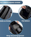 Interior view of Beefed Up Heavy Duty Tripod Carrying Case Bag 50.5 Inch Long Waterproof Nylon Gear Case with padded dividers