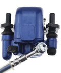 Blue ATV rear hydraulic brake kit with master cylinder and caliper, braided hose