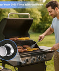 Man grilling using Universal 6 Outlet Push Button Grill Ignitor With Spark Generator Switch For Nexgrill CharBroil Brinkmann Charmglow