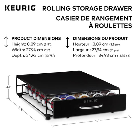Under Counter Coffee Pod Storage Drawer For Single Cup Brewers Space Saver Holds Up To 35 K Cup Pods Black Finish