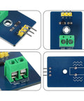 Close-up of 8 Pack Piezo Vibration Sensor Module Analog Ceramic Sensor for Arduino with GND input connectors and blue circuit board.