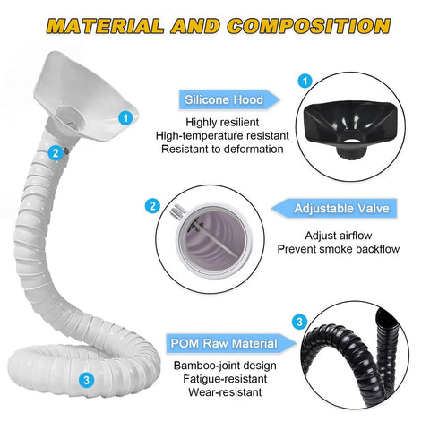 Adjustable 4.9FT Real Deal Smoke Extractor Arm With Heavy Duty Dust Hose For Soldering Fume Capture And 50 MM Diameter Valve silicone hood and adjustable valve.