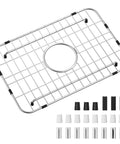 Heavy Duty Stainless Steel Kitchen Sink Grid With Centered Drain And Rounded Corners 18x12-1/2 inch grate with protective feet.