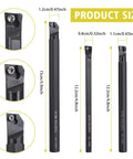 Pro Grade Indexable Lathe Turning Tool Kit Includes 3 Lathe Boring Bars S07K S10K S12M SCLCR06 And 10 Carbide Inserts, dimensions shown