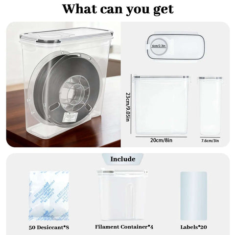 Filament Storage Box Set Of Four With Airtight Seal Keeps Your Filament Fresh For 3D Printer Spools Waterproof Dust Proof 4.0 L Capacity Universal Fit