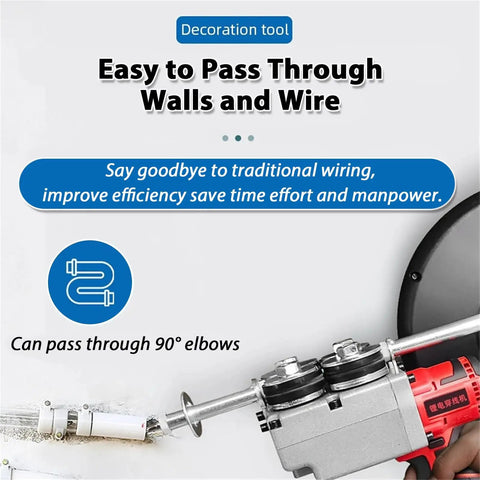 Heavy Duty Brushless Wire Tugger Electric Cable Pulling Machine With Variable Speed And Four Steel Guide Wheels for passing through walls.