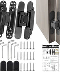 Hidden Door Hinges 7 Inch Set Heavy Duty Concealed Hinges Adjustable 180 Degree 3D Invisible Hinges For Secret Doors