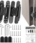 Hidden Door Hinges 6 Inch Heavy Duty 2 Pack Concealed 3D Adjustable Butt Hinges with 180 Degree Swing and 88 LB Capacity