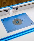 Rock Solid Phenolic Router Table Insert Plate Featuring Hella Smooth Non Drilled Surface With Standard Four Inch Diameter for woodworking setup.
