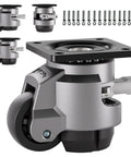 Heavy Duty Leveling Casters Set Of 4 With Beefy 2200Lbs Load Capacity Adjustable Leveling Feet Retractable Swivel Industrial Plate Casters