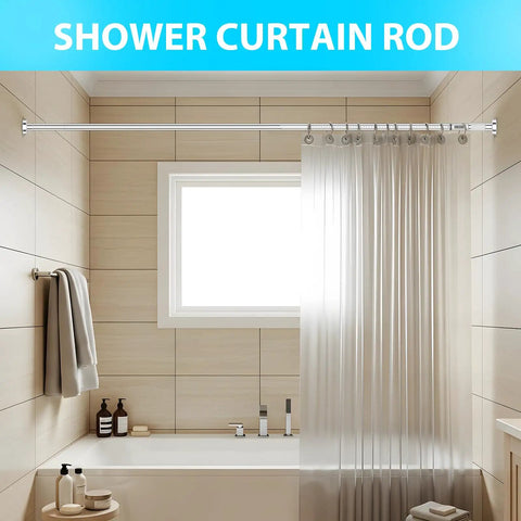 Heavy Duty No Drilling Shower Curtain Rod For Windows Or Patio Extends From 41 To 126 Inches With 1.26 Inch Diameter Tension Rod