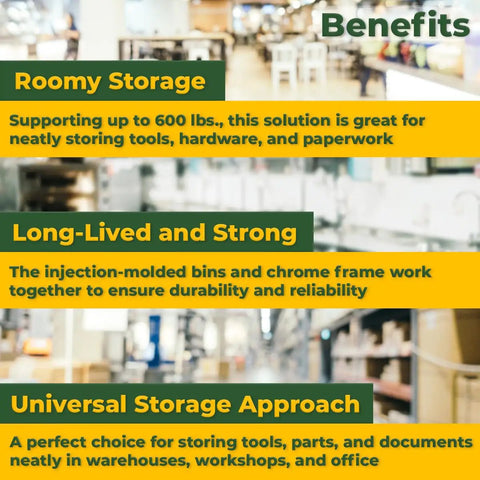 Heavy Duty Metal Wire Shelving Rack With Twenty Slanted Storage Bins 18X36X74 For Garage Workshop Warehouse Tool Organization Built Tough And No Sweat Assembly In Black - benefits overview