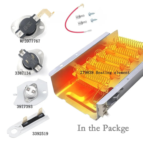 Dryer Heating Element Kit For WED4850HW0 WED49STBW1 WED4900XW0 WED4950HW0 WED4800XQ0 WED4800XQ1 WED4616FW0 Replacement Upgrade 279838