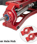 Beefy Aluminum RC Suspension Arms Kit For 1 Sixteenth Mini XRT Monster Truck Upgrade featuring rear axle hub in red alloy
