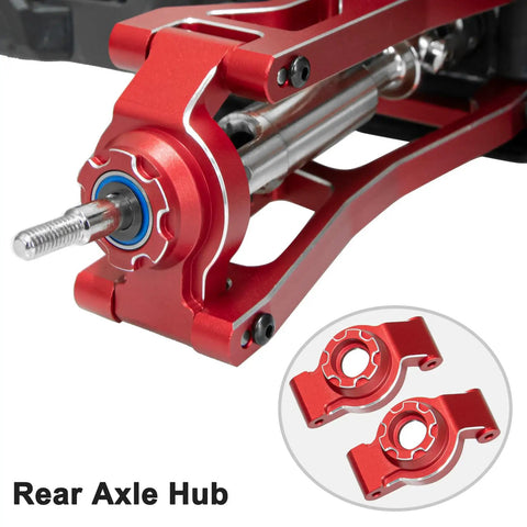 Beefy Aluminum RC Suspension Arms Kit For 1 Sixteenth Mini XRT Monster Truck Upgrade featuring rear axle hub in red alloy
