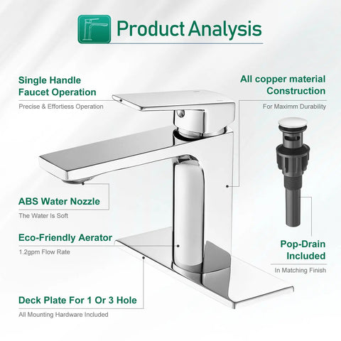 Chrome Single Handle Bathroom Faucet With Pop Up Drain And Flexible Water Lines 4 Inch Center Set Vanity Sink Tap