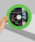 Person holding 4.5 Inch Diamond Cutting Disc For Angle Grinder Glass Ceramic Jade Crystal And Wine Bottles 3 Pack Pro Grade Heavy Duty