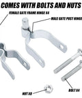4 Pack Chain Link Fence Gate Hinges Set 2 3 8 Inch Post To 1 3 8 Inch Frame Heavy Duty Galvanized Steel Replacement Hinges With Nuts And Bolts Included