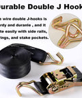Heavy Duty Ratchet Straps 2 Inch By 27 Foot, 6600 Lbs Safe Working Load, 8000 Lbs Break Strength, Double J Hook Tie Downs