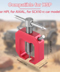 Mini Gear Puller For RC Cars Red Aluminum Pinion Bearing Removal Tool Pro Grade Gear Puller For RC Motors Drift Wheels Upgrades And Hobby Fans Compact All Metal Tool For Easy Pinion Gear Extraction, front view with measurements
